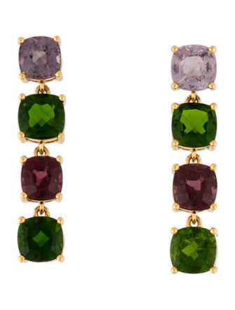 Earrings 18K 4.60ctw Spinel & 4.44ctw Diopside Prong Set Drop Earrings