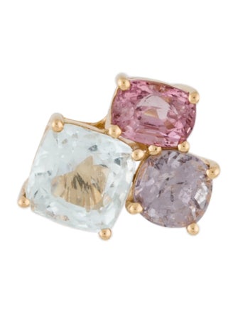 Earrings 18K 2.91ctw Spinel Cluster Single Stud Earring