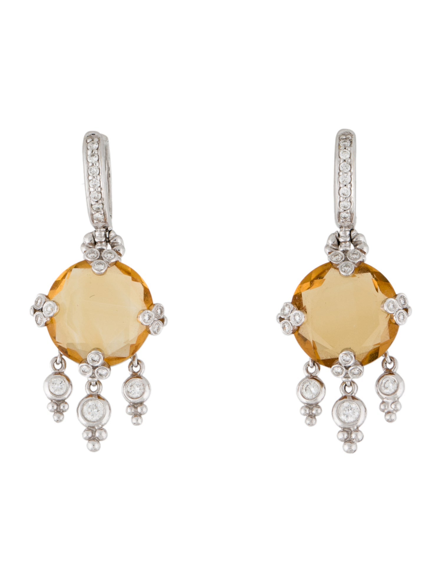 Earrings 18K Citrine & Diamond Dangle Earrings