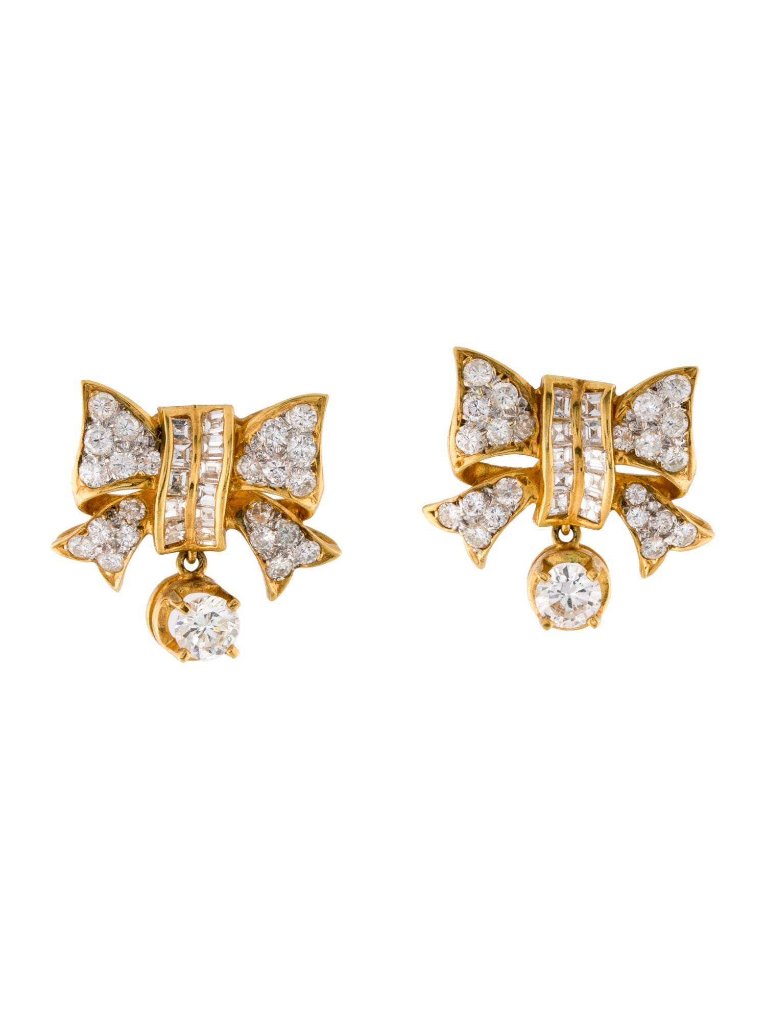 Earrings 18K 2.25ctw Diamond Bow Motif Drop