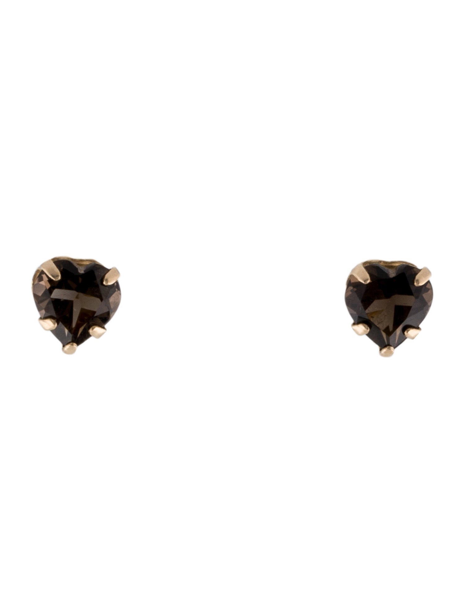 Earrings 14K Smoky Quartz Heart Stud Earrings