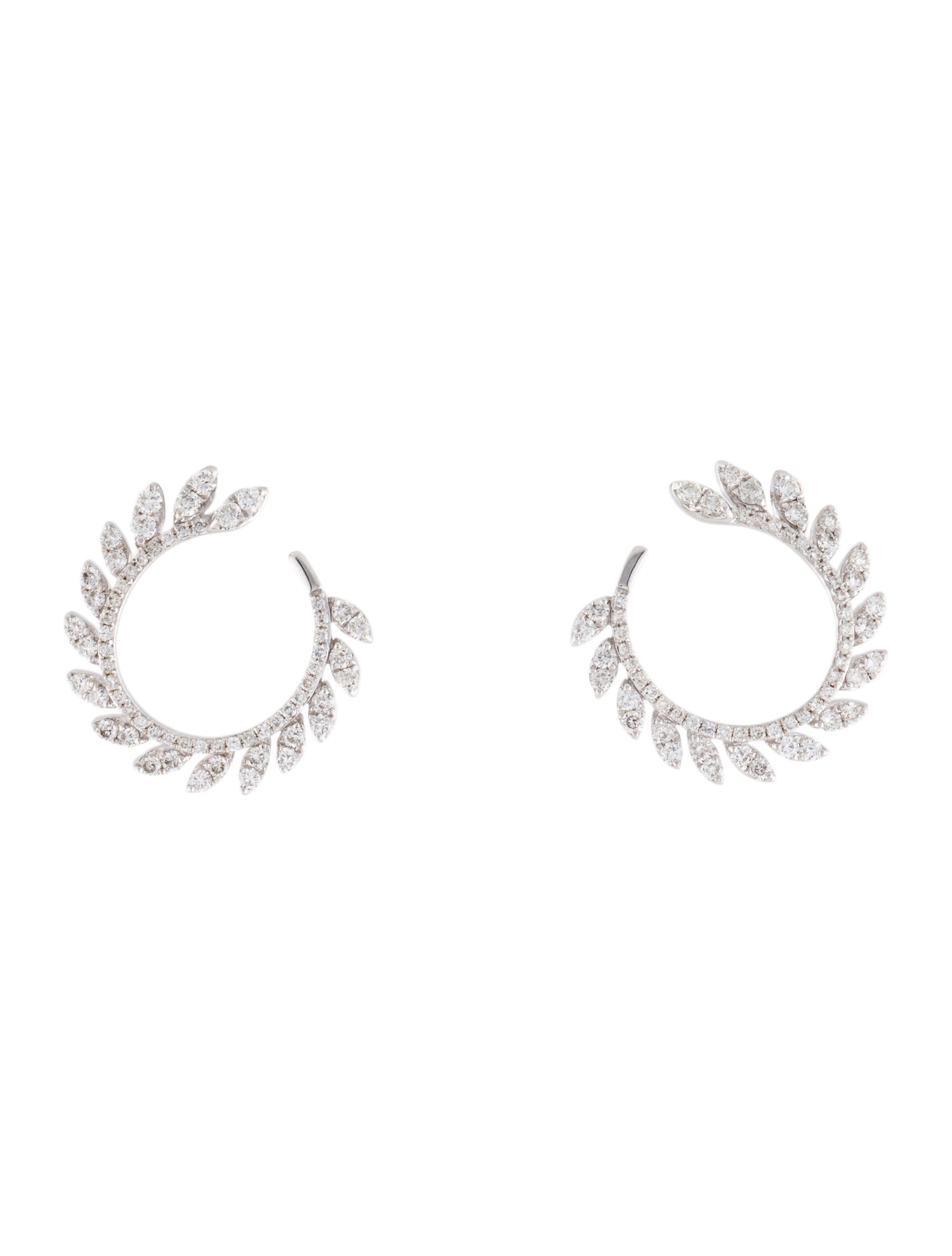 Earrings 14K Diamond Leaf Round