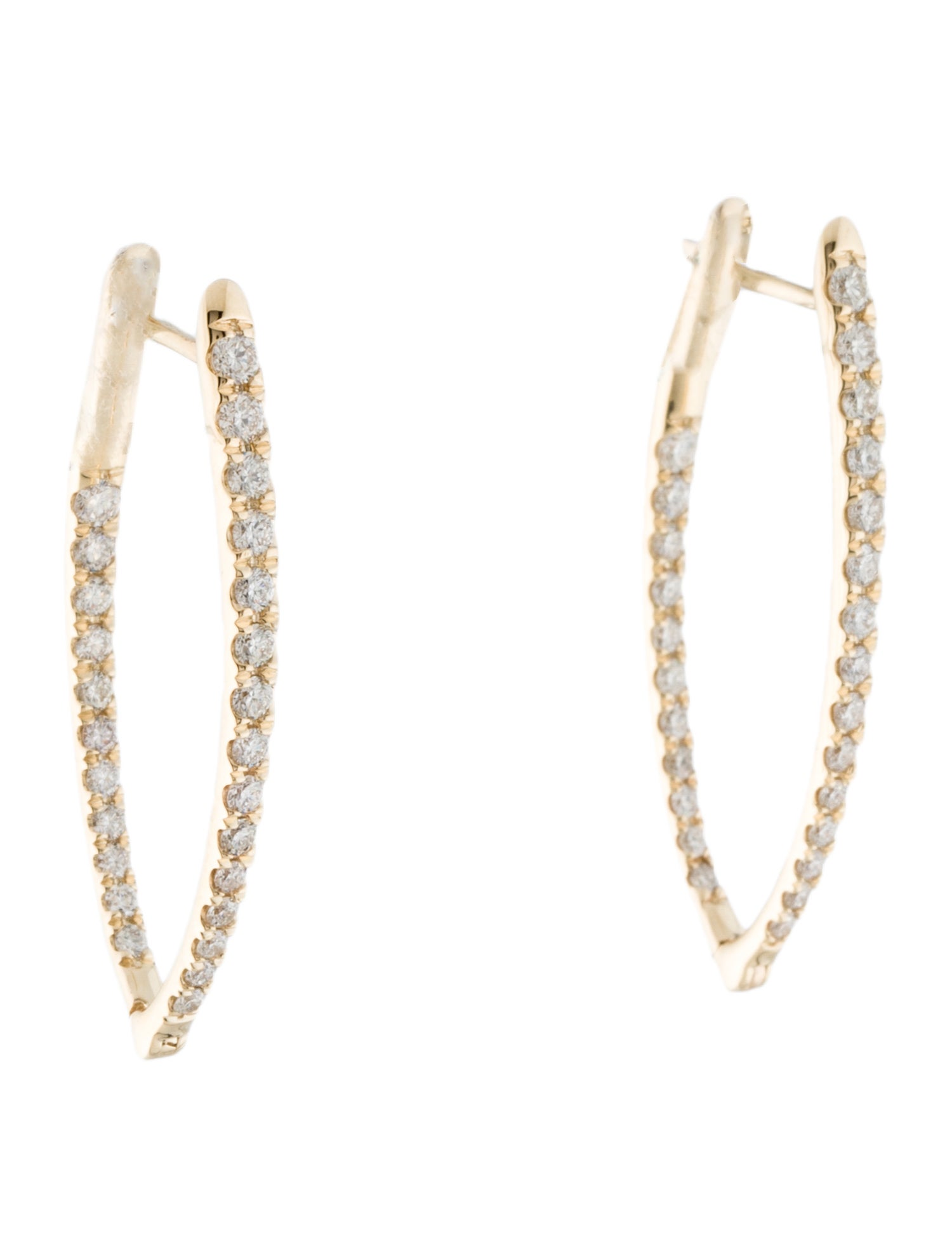 Earrings 14K Diamond Marquise Hoop Earrings