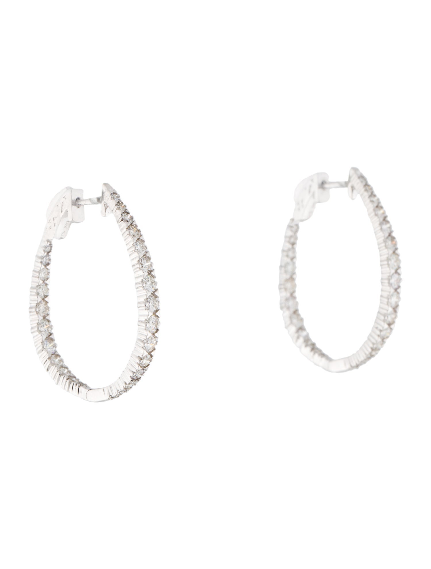 Earrings 14K 2.00ctw Diamond Inside-Outside Hoop Earrings