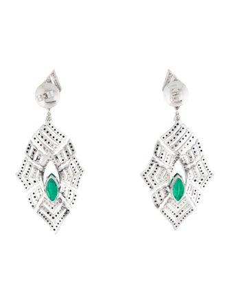 Hueb 18K 2.80ctw Emerald, Spinel & Diamond Labyrinth Drop Earrings