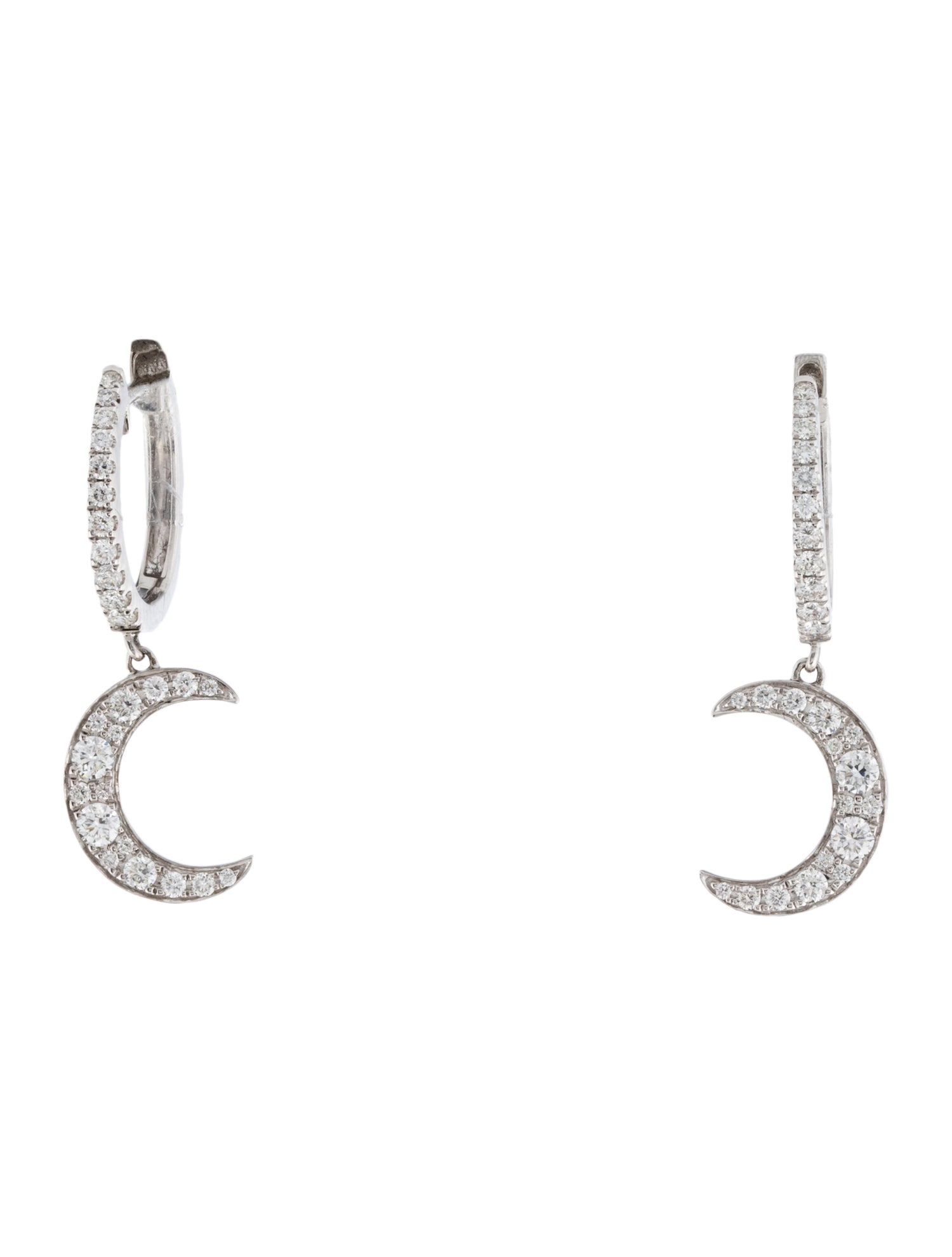 Earrings 18K Diamond Moon Drop Earrings