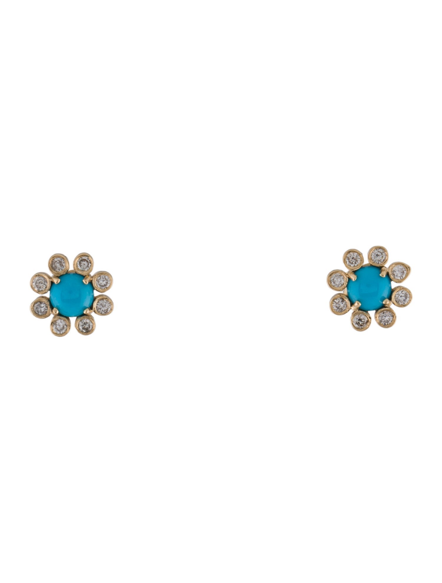 Earrings 18K Turquoise & Diamond Stud Earrings