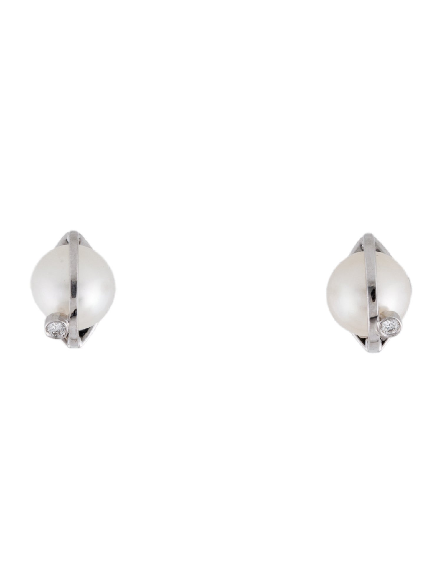 Earrings 18K Pearl & Diamond Stud Earrings