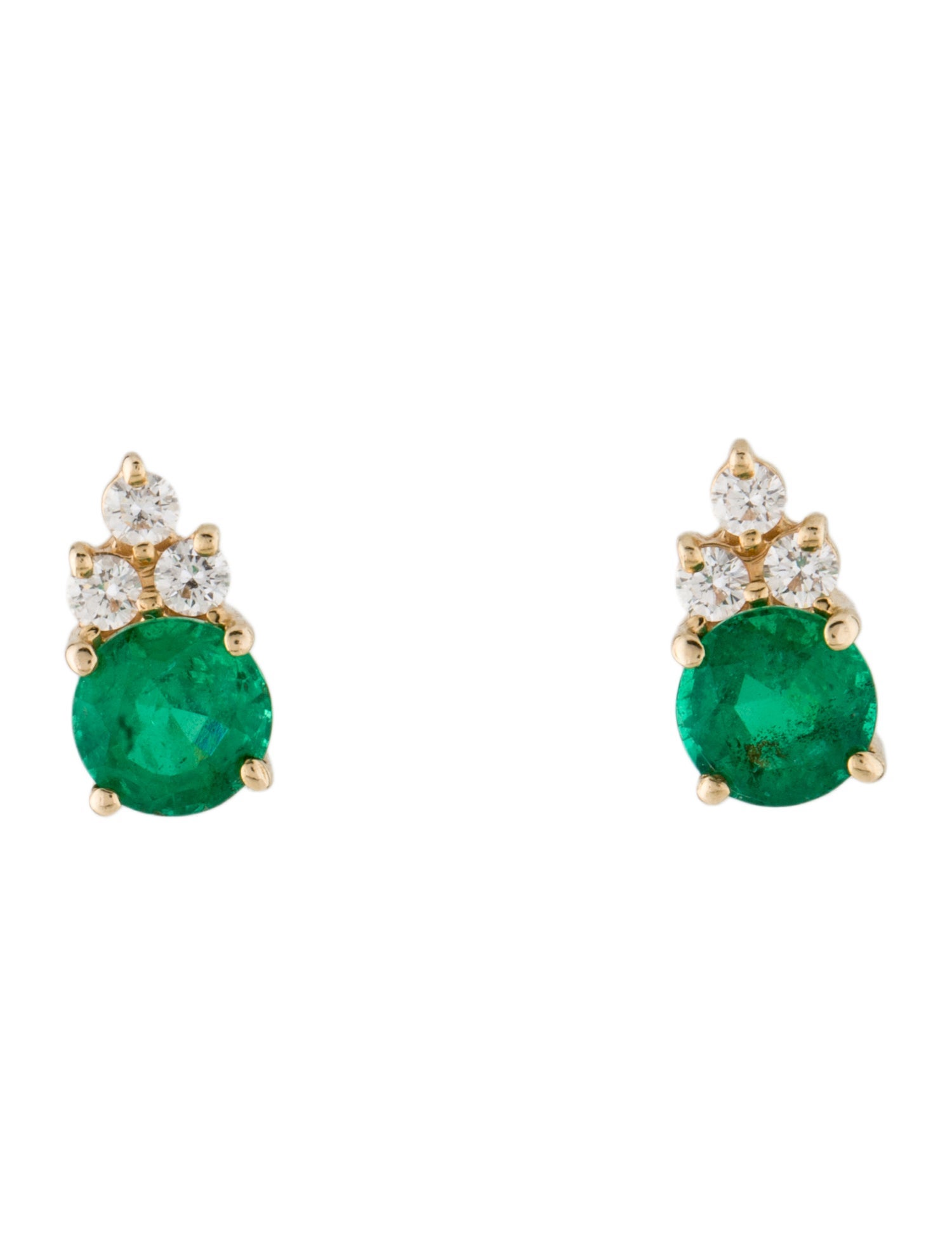 Earrings 14K 1.28ctw Emerald & Diamond Stud Earrings