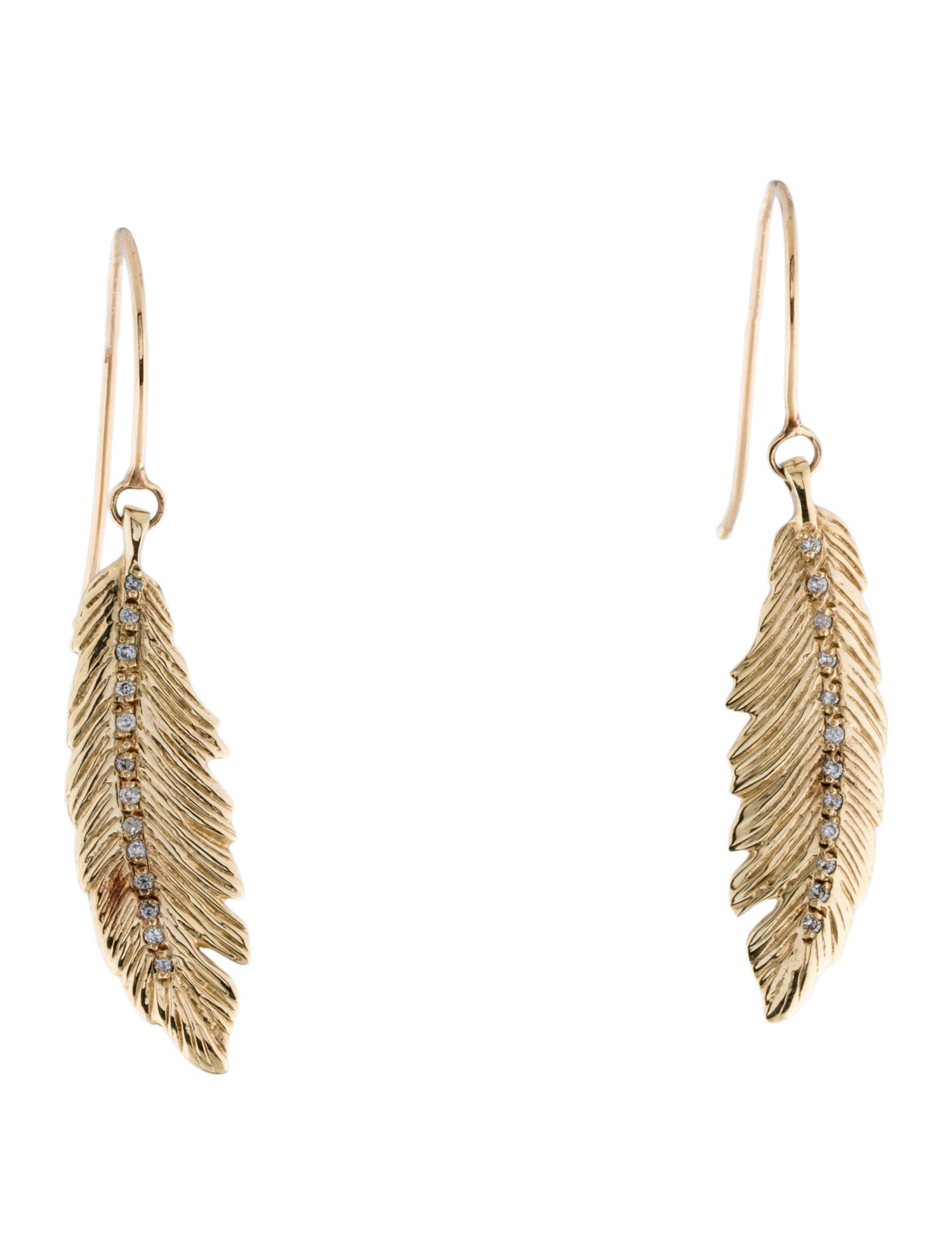 Earrings 14K Feather Drop Earrings