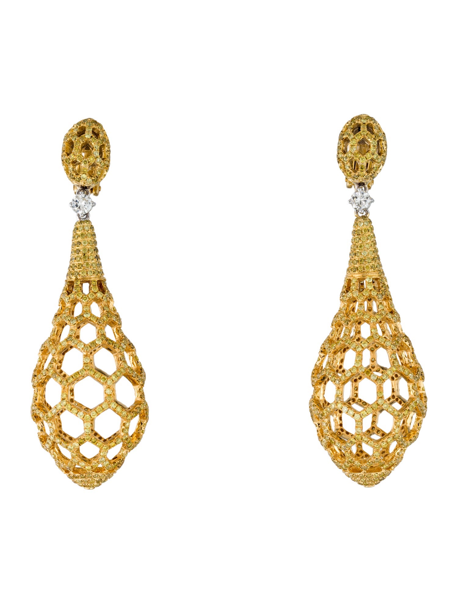 Earrings Two-Tone 18K 4.22ctw Diamond Convertible Earclip Drop Earrings