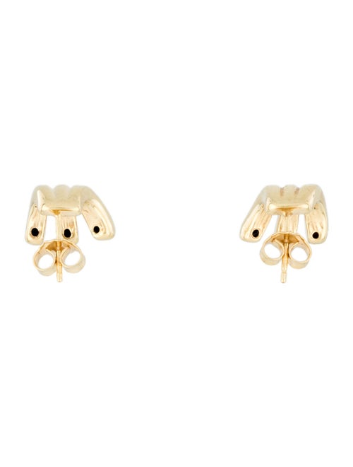 Earrings 14K Three Row Stud Earrings