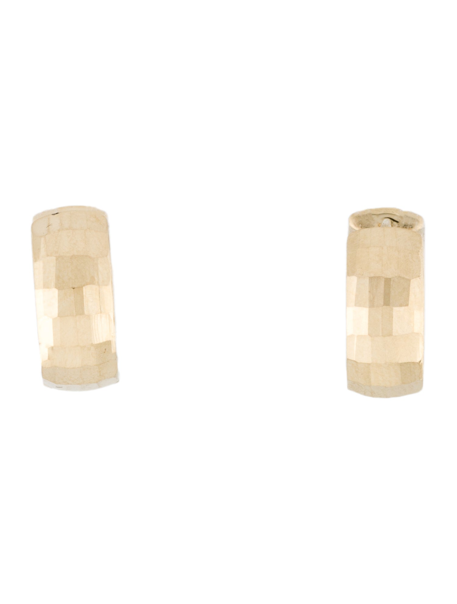 Earrings 14K Diamond Textured Hollow Mini Hoop Earrings