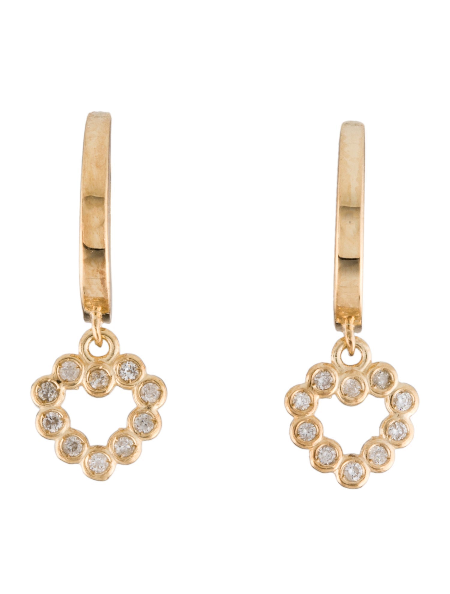 Earrings 14K Diamond Heart Drop Earrings