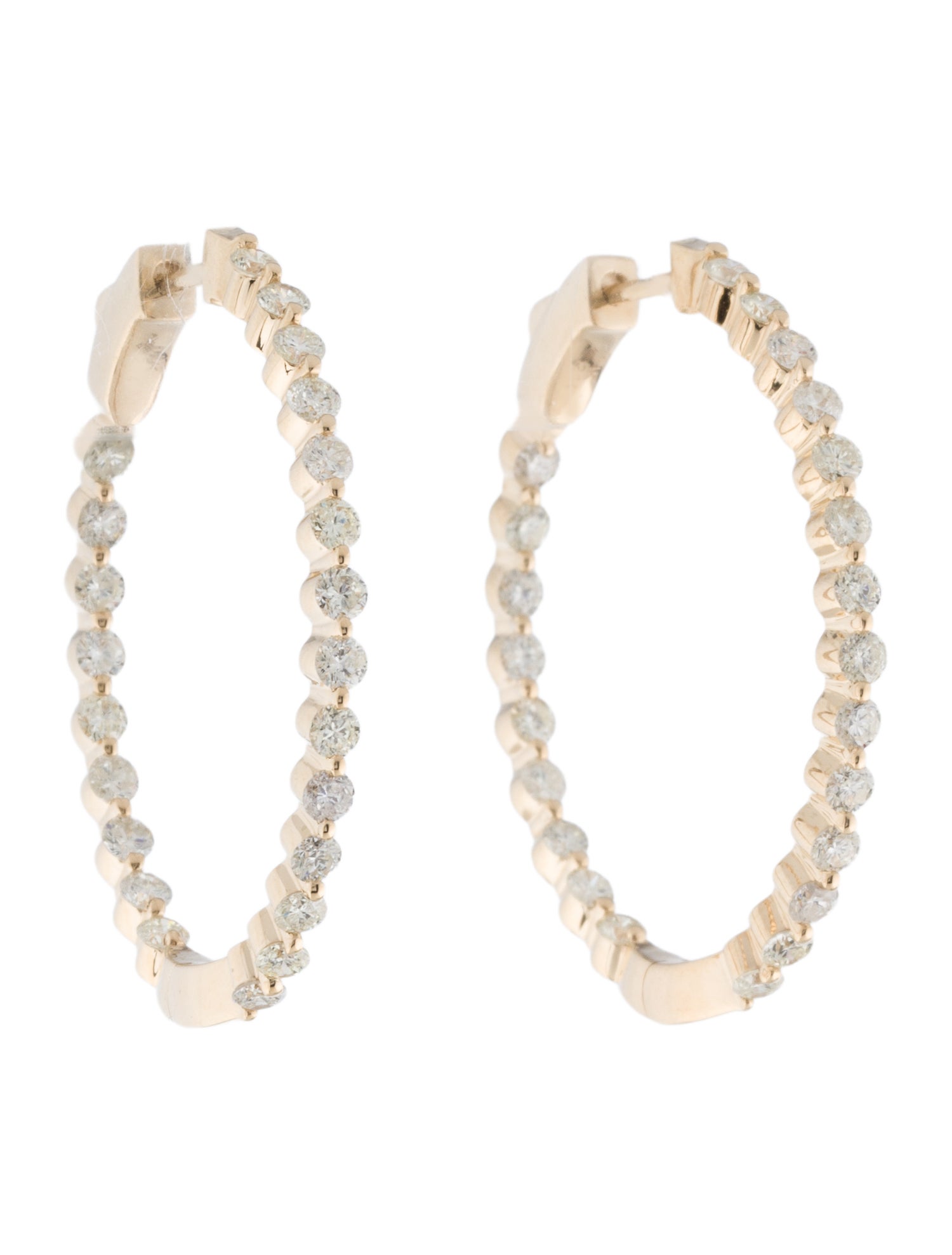 Earrings 14K 2.14ctw Diamond Oval Hoop Earrings