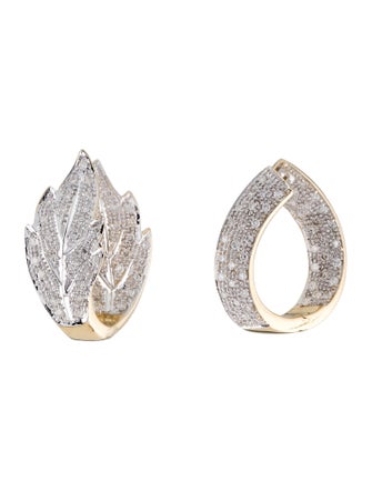 Earrings 14K Diamond Mismatched Hoop Earrings
