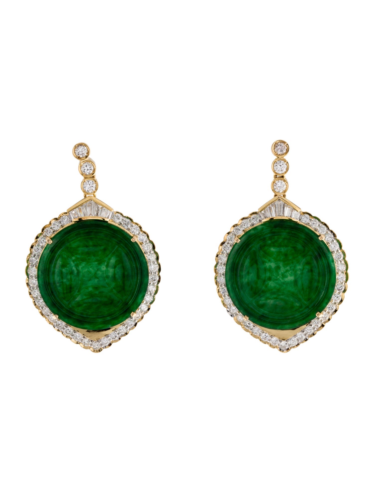 Earrings 14K Dyed Jadeite & Diamond Drop Earrings