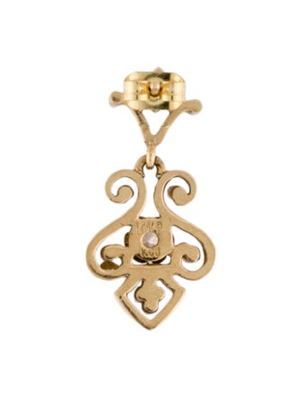 Earrings 14K Diamond Scroll Single Drop Earring