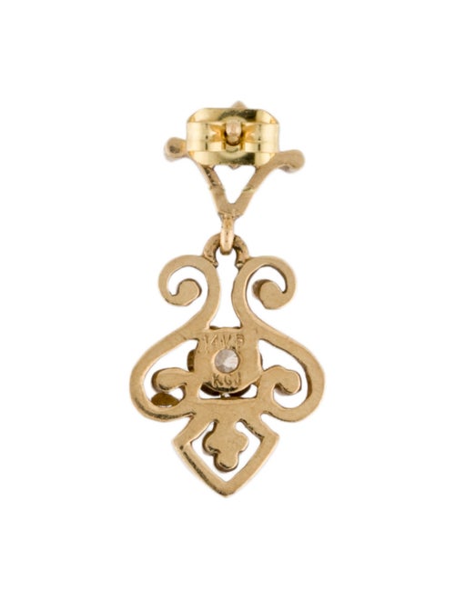 Earrings 14K Diamond Scroll Single Drop Earring