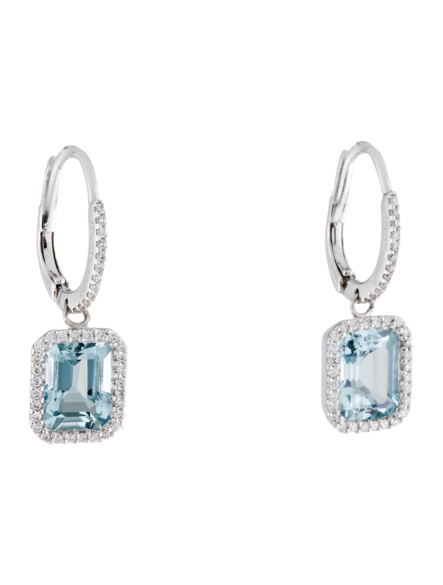 Earrings 14K 2.92ctw Aquamarine & Diamond Drop Earrings