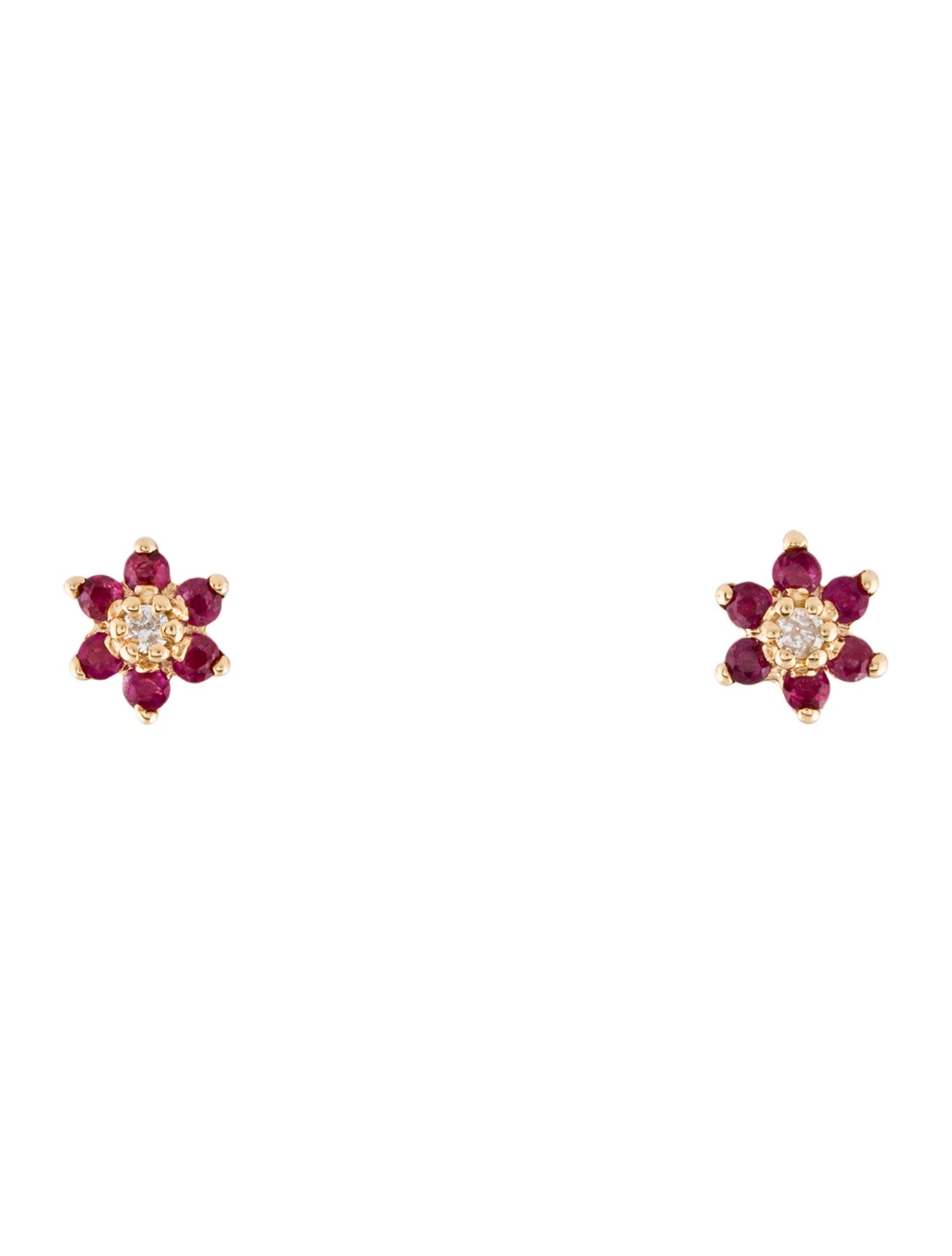 Earrings 14K Ruby & Diamond Stud Earrings