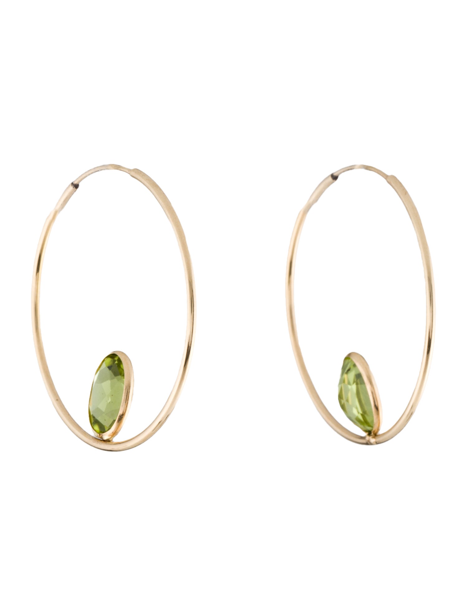 Earrings 14K 2.07ctw Peridot Hoop Earrings