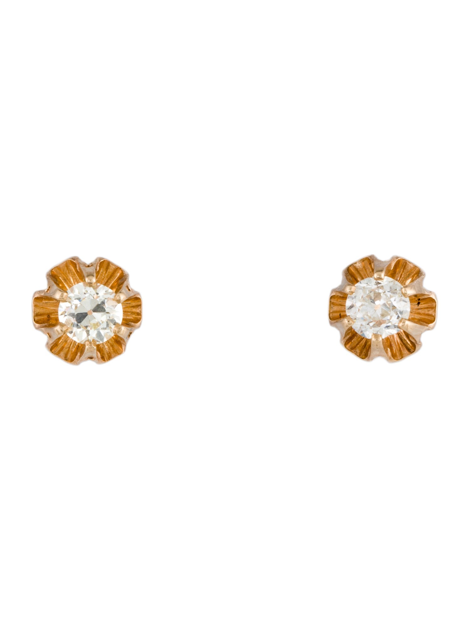 Earrings 14K Diamond Threaded Stud Earrings