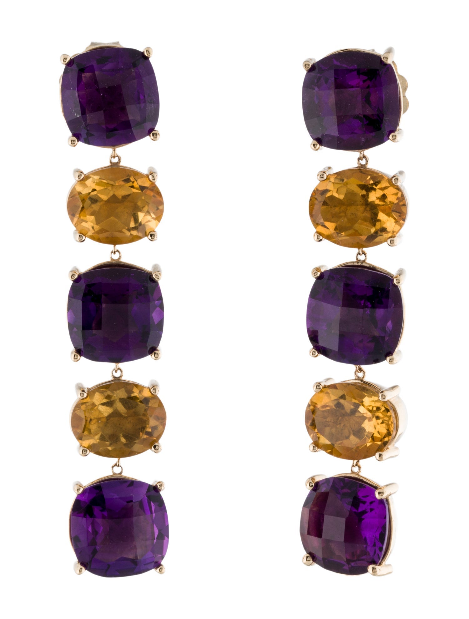 Earrings 14K Amethyst & Citrine Drop Earrings