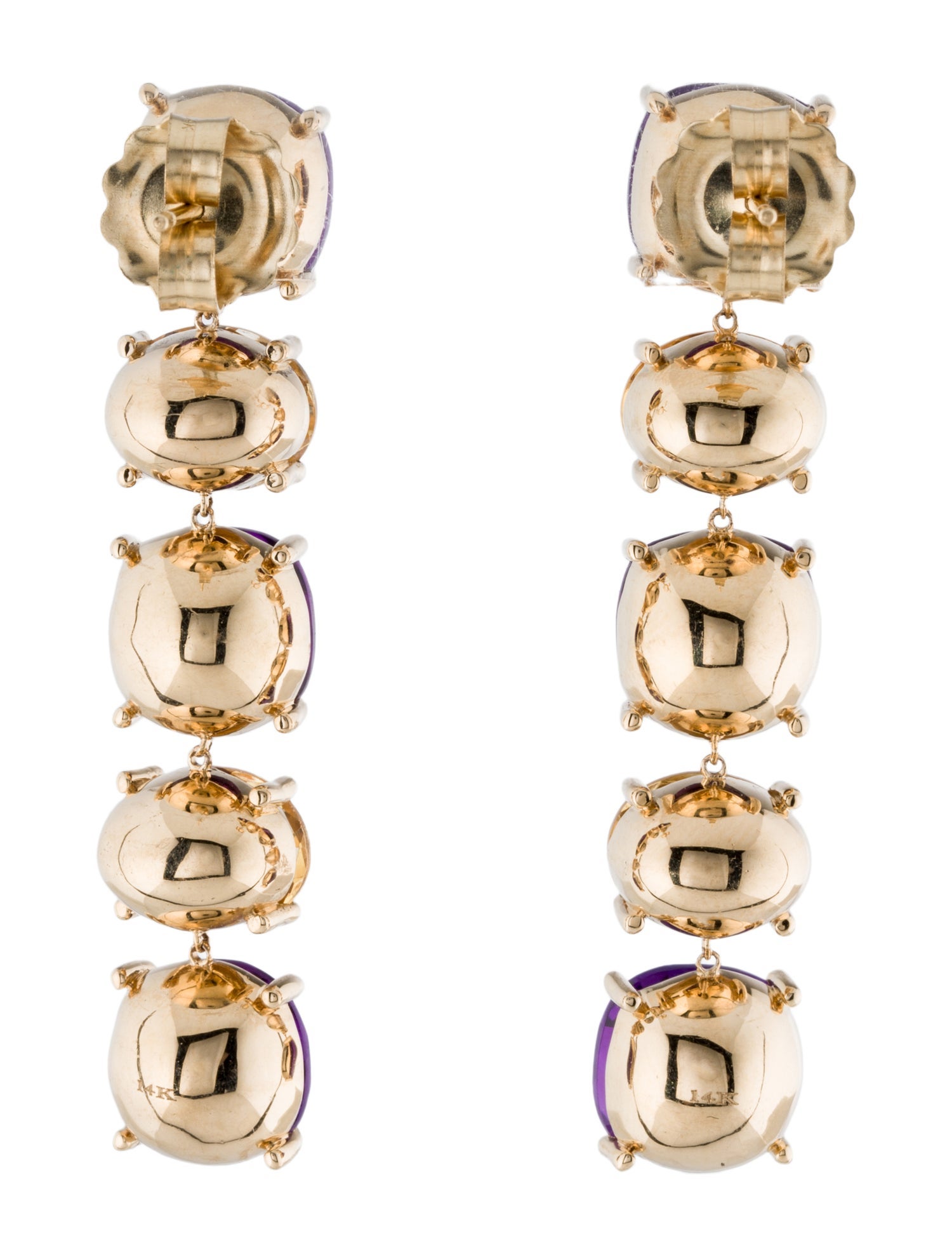 Earrings 14K Amethyst & Citrine Drop Earrings
