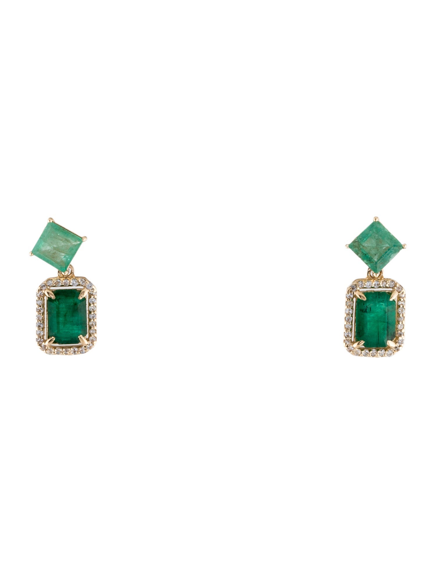 Earrings 14K 2.12ctw Emerald & Sapphire Drop Earrings