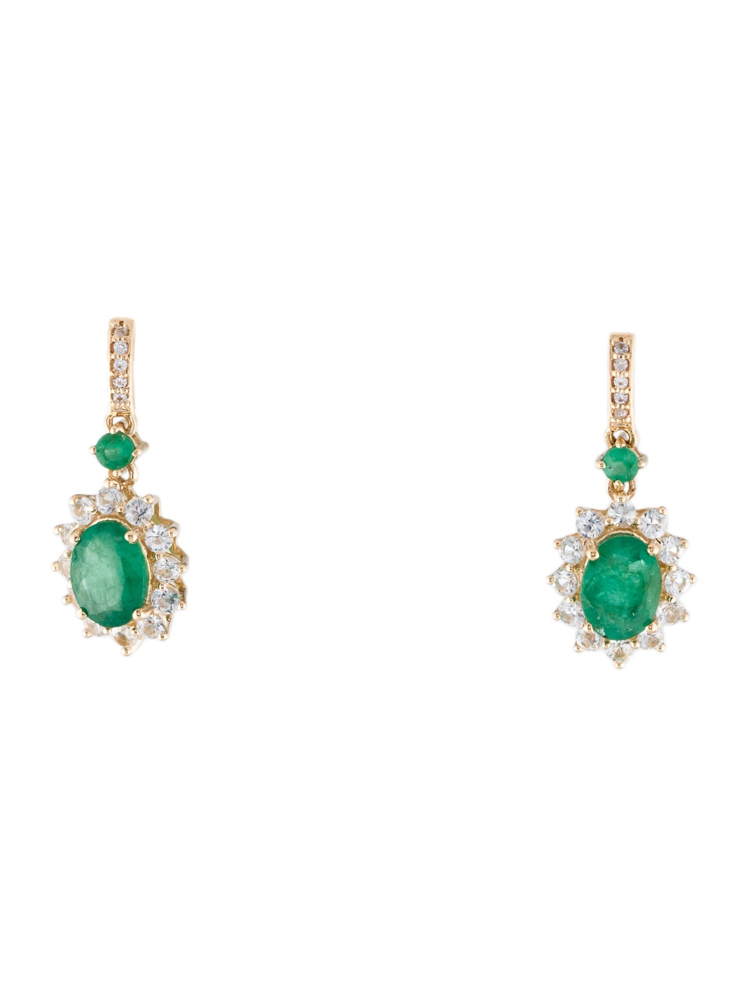 Earrings 14K 1.73ctw Emerald & Sapphire Drop Earrings