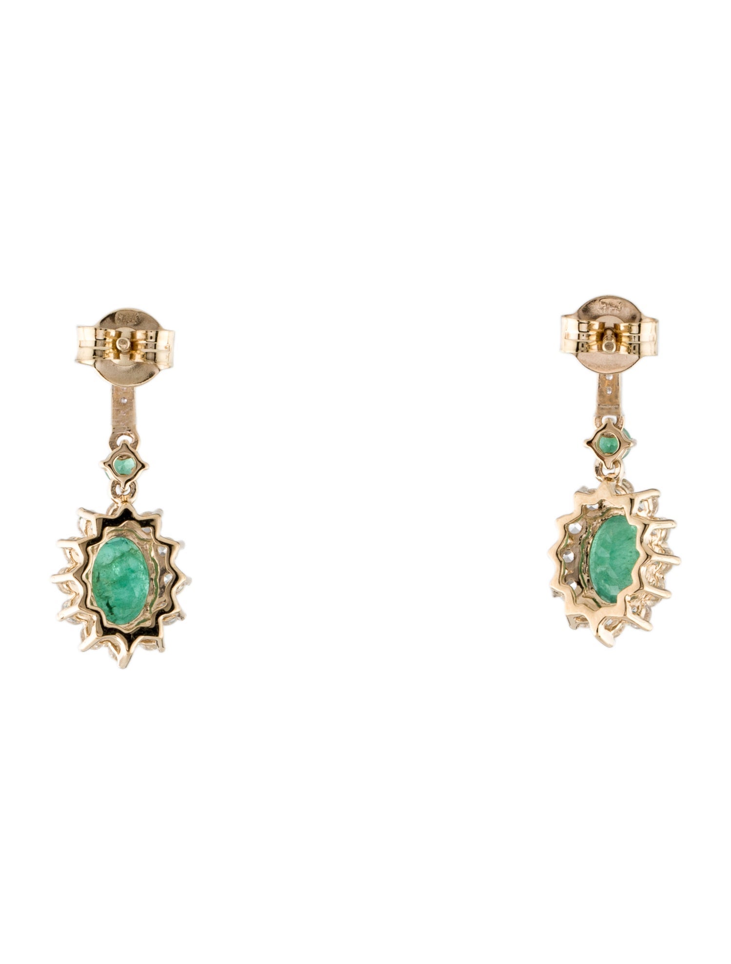 Earrings 14K 1.73ctw Emerald & Sapphire Drop Earrings