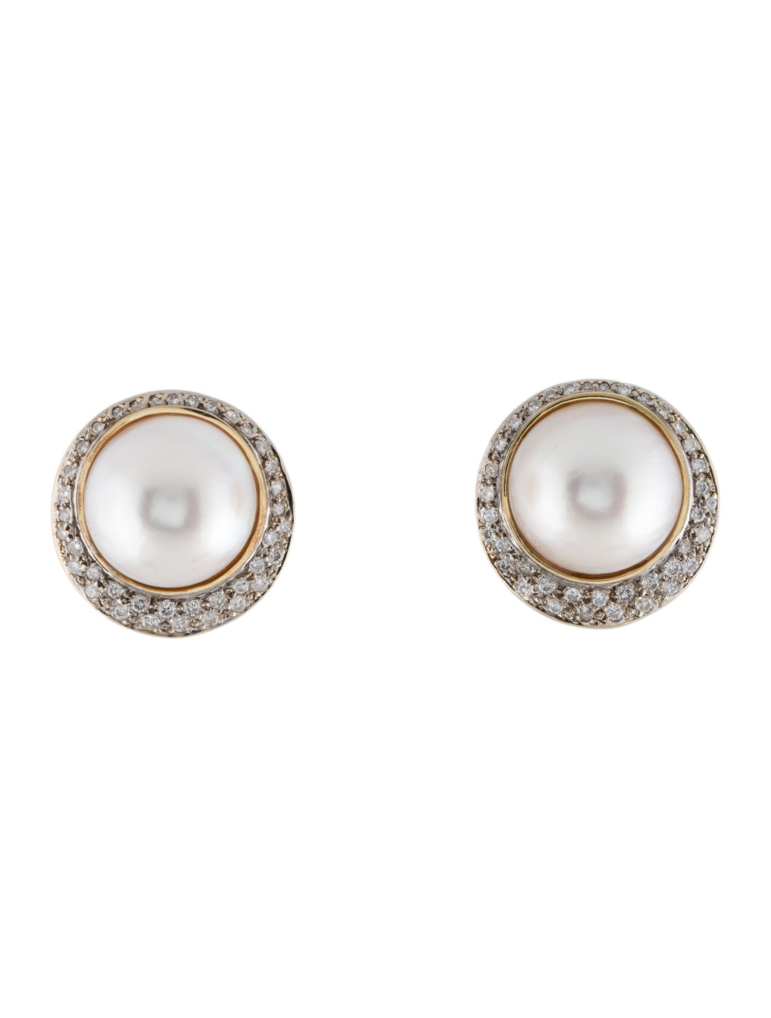 Earrings 14K Pearl & Diamond Earclips