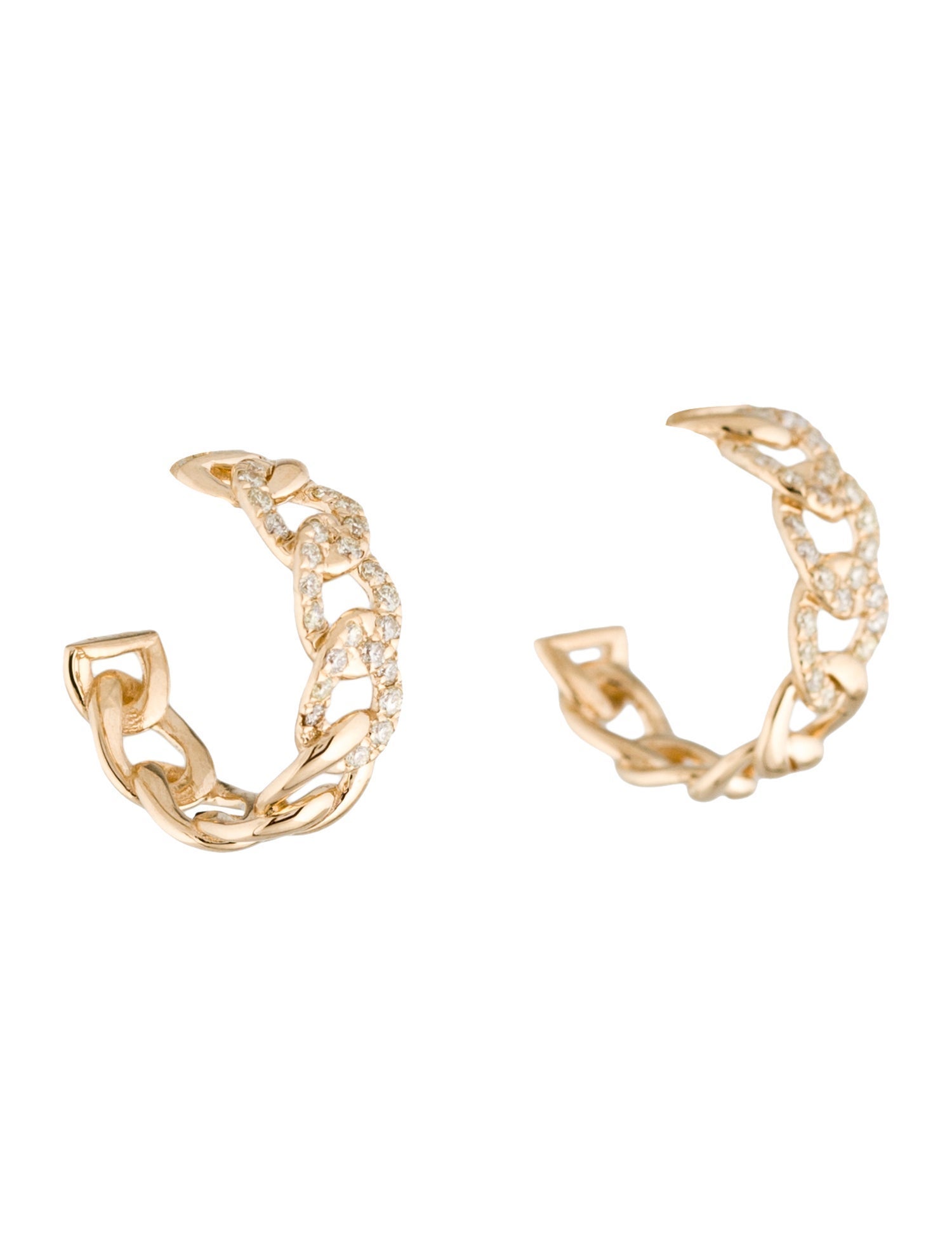Earrings 14K Diamond Cuban Link Hoop Earrings