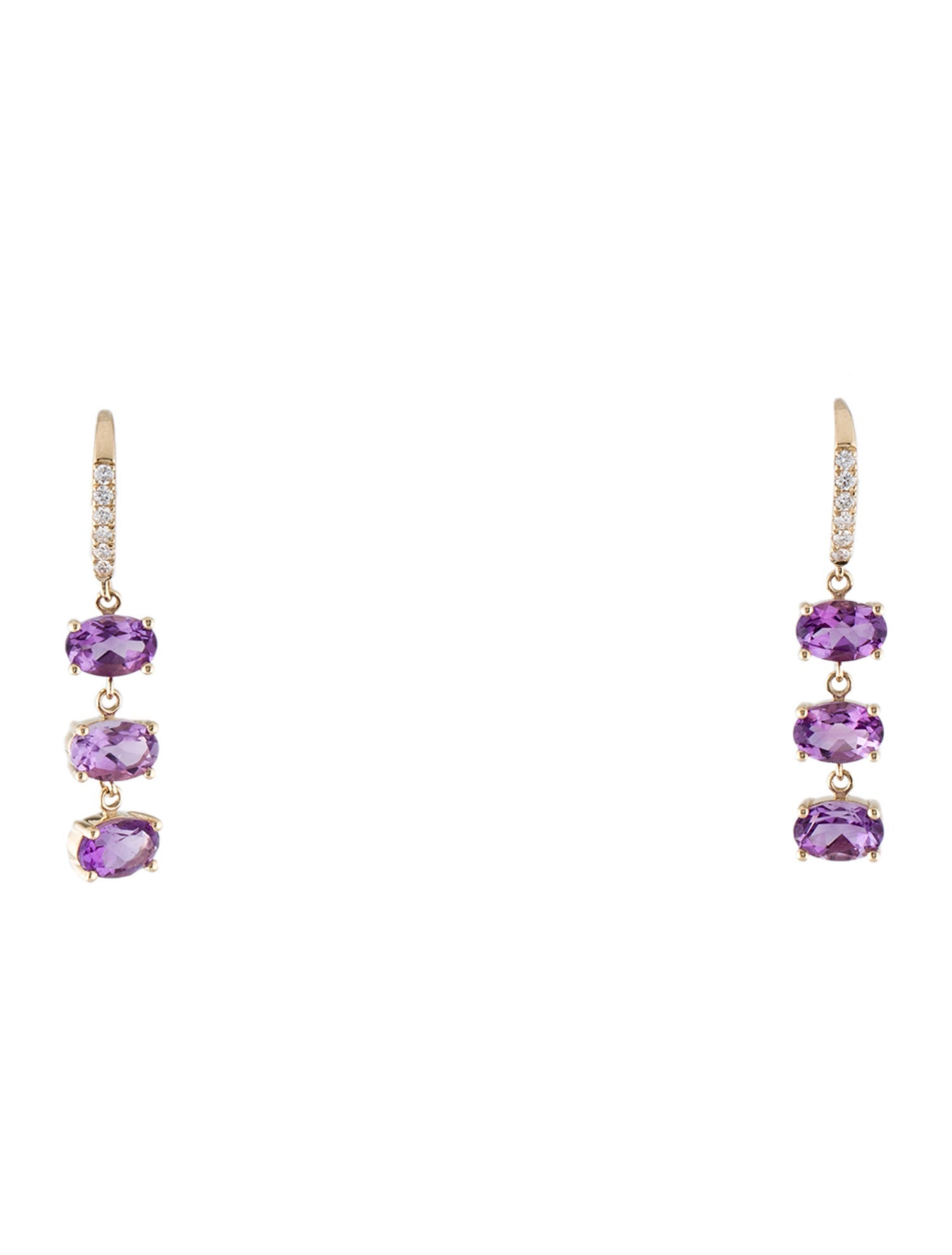 Earrings 14K 2.43ctw Amethyst & Diamond Drop Earrings