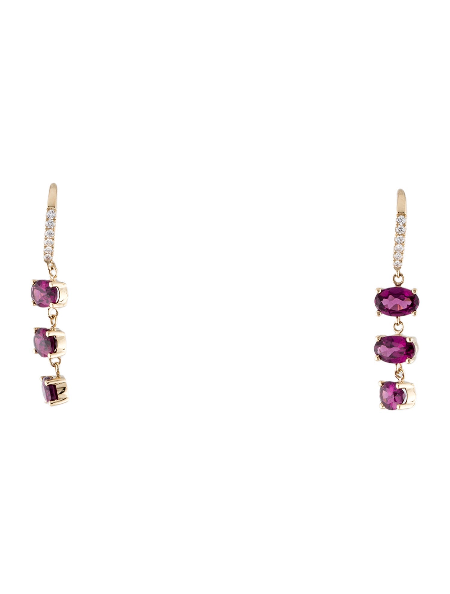 Earrings 14K 3.02ctw Rhodolite & Diamond Drop Earrings