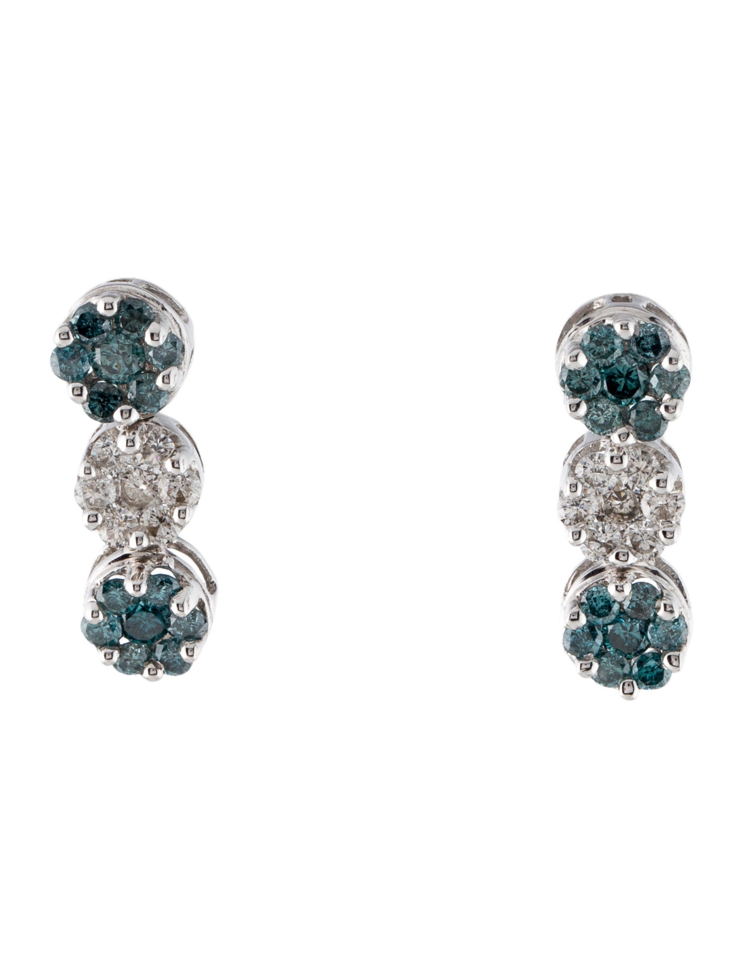 Earrings 14K Diamond Cluster Floral Drop Earrings