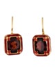 Earrings 18K Champlevé Enamel-Framed Garnet Earrings