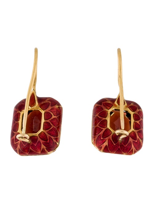 Earrings 18K Champlevé Enamel-Framed Garnet Earrings