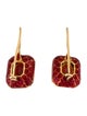 Earrings 18K Champlevé Enamel-Framed Garnet Earrings