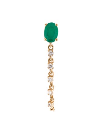 Earrings 18K Emerald & Diamond Single Drop Earring