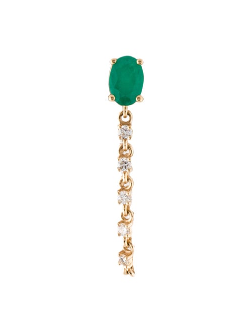 Earrings 18K Emerald & Diamond Single Drop Earring
