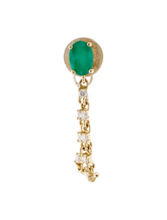 Earrings 18K Emerald & Diamond Single Earring