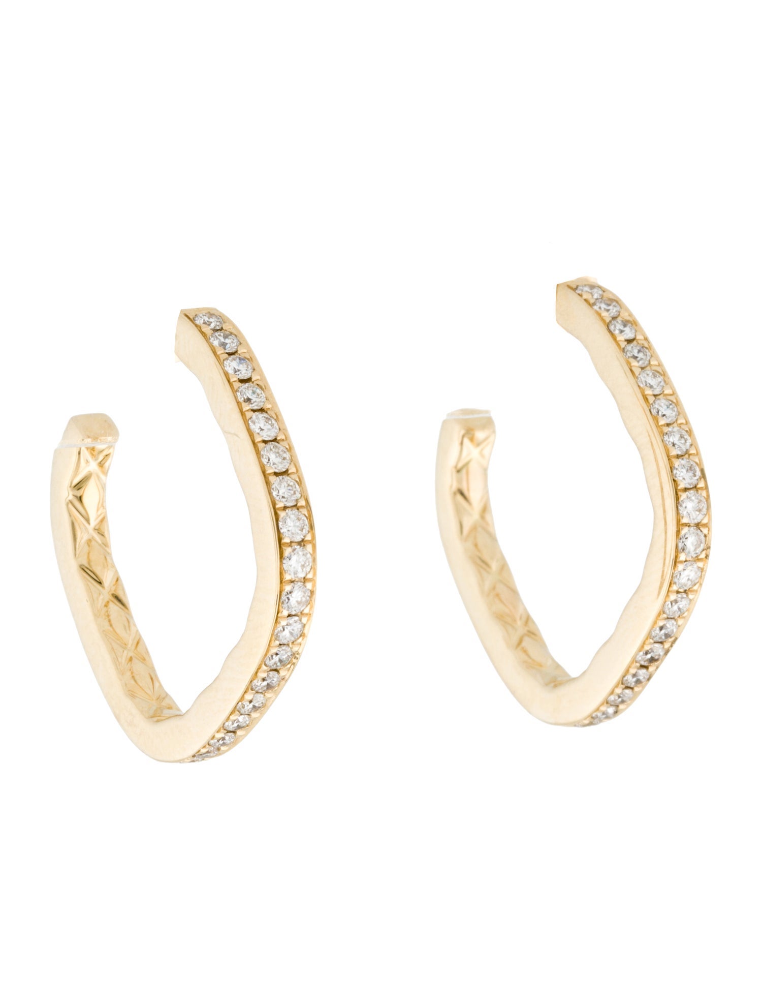 Earrings 14K Diamond C-Hoop
