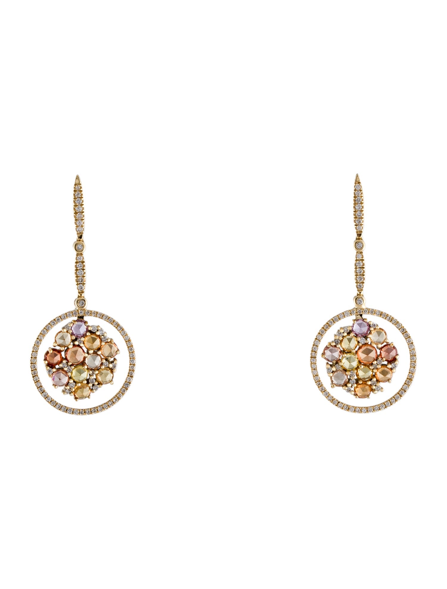 Earrings 14K Sapphire & Diamond Drop Earrings