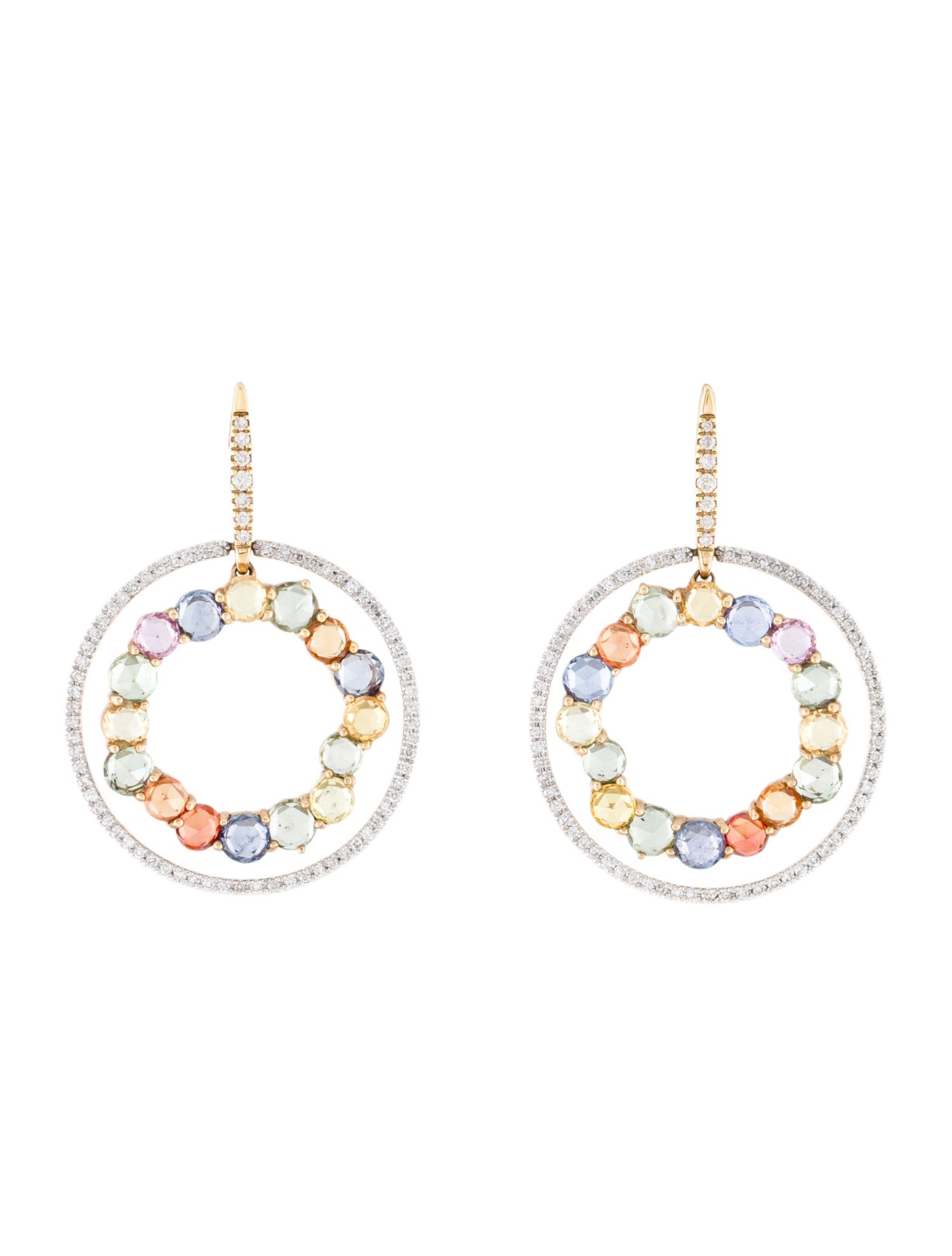 Earrings 14K Sapphire & Diamond Drop Earrings