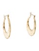Earrings 14K Leaf Embossed Hoop Earrings
