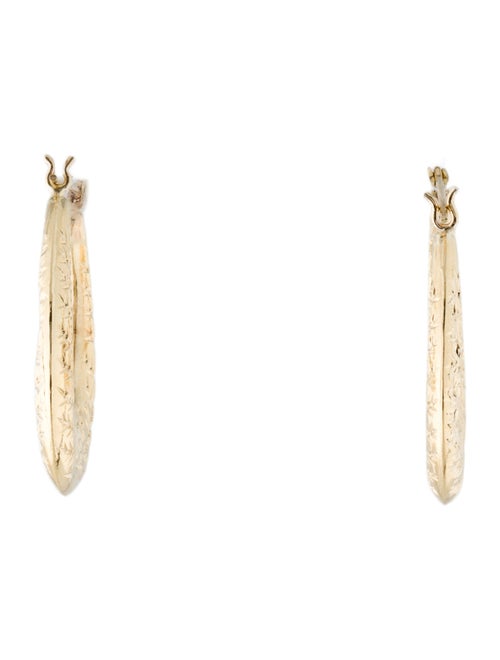Earrings 14K Leaf Embossed Hoop Earrings