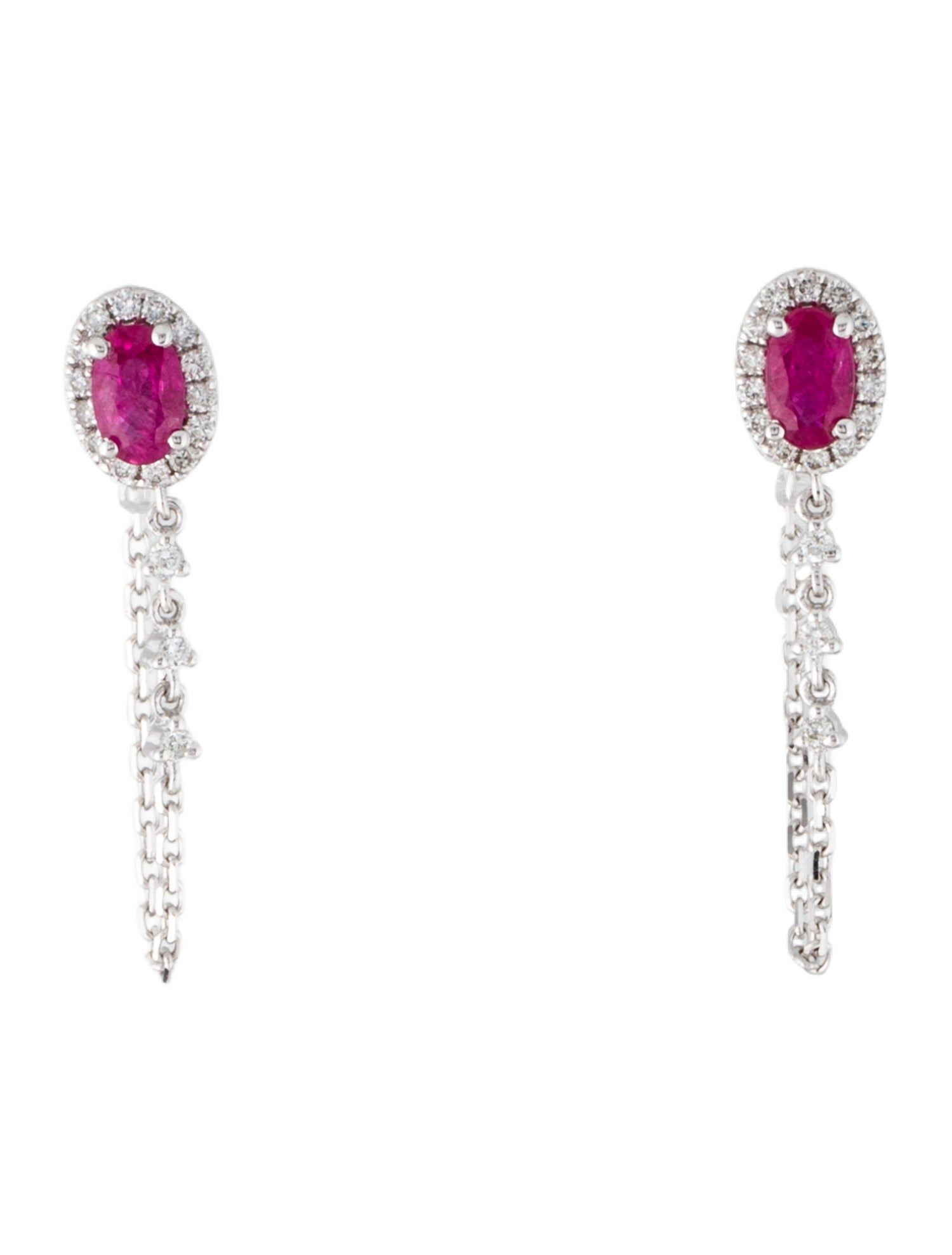 Earrings 14K Ruby & Diamond Drop Earrings