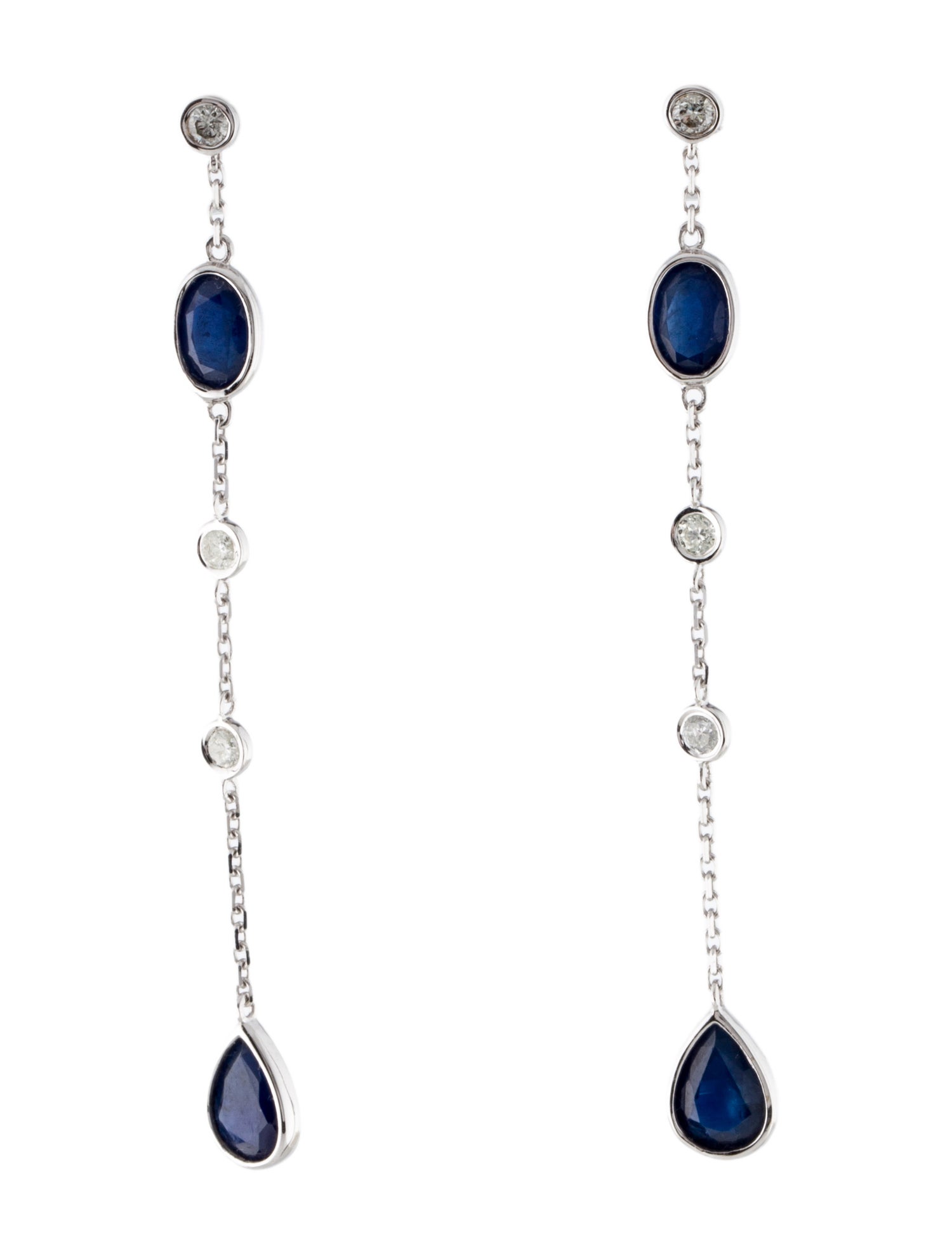 Earrings 14K 2.25ctw Sapphire & Diamond Drop Earrings
